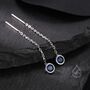 Sapphire Blue Bezel Cz Crystal Threader Earrings, thumbnail 1 of 9