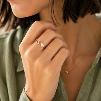 Crystal Initial And Heart Adjustable Ring, 3 of 4