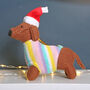 Dachshund In Pastel Jumper Christmas Tree Decoration, thumbnail 3 of 4