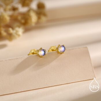 Sterling Silver Moonstone Stud Earrings, 3 of 12