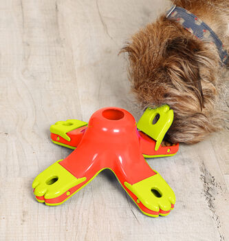 Boredom Buster Paw Puzzle Toy Slow Feeder Treats Kibble Drop Orange Green Iq Training, 2 of 5