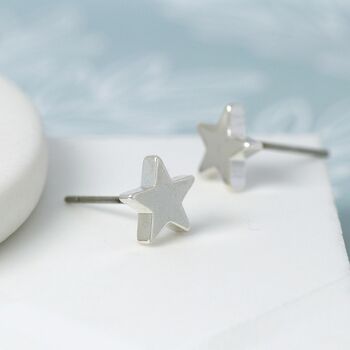 Small Silver Plated Star Stud Earrings, 2 of 2