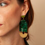 Art Deco Green Verdant Arch Dangle Earrings, thumbnail 2 of 4