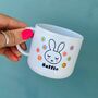 Bunny And Retro Flowers Mini Plastic Cup, thumbnail 4 of 5