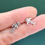 Mismatched Scuba Diver And Whale Shark Stud Earrings In Sterling Silver, thumbnail 6 of 12