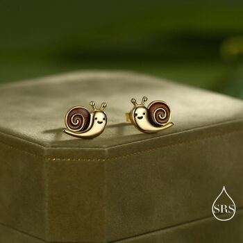 Sterling Silver Enamel Snail Stud Earrings, 6 of 12