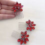 Red Crystal Hair Comb Set, thumbnail 1 of 5