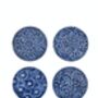 Set Of Four Floral Coasters In Blue, thumbnail 2 of 2