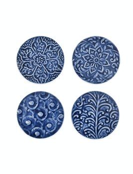 Set Of Four Floral Coasters In Blue, 2 of 2