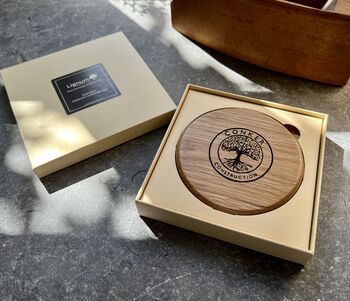 Personalised Solid Oak Wooden Wireless Charger, 10 of 10