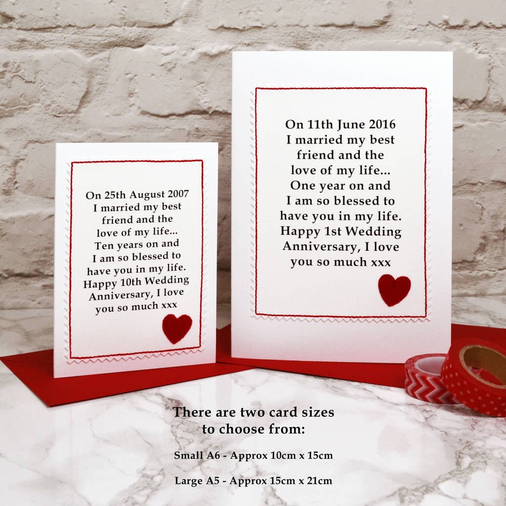 Personalised Wedding Anniversary Card · There are two sizes of card to choose from