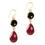Gem Double Drop Earrings Ruby Chalcedony And Black Onyx, thumbnail 2 of 3