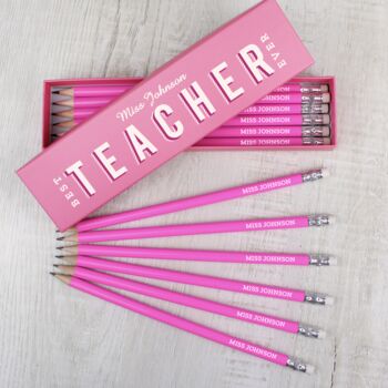 Personalised Best Teacher Ever Box And Pencils, 3 of 4