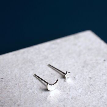 Sterling Silver Moon And Star Stud Earrings, 3 of 7