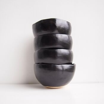 Handmade Black Satin Ceramic Tea Bowl / Ring Dish, 4 of 7
