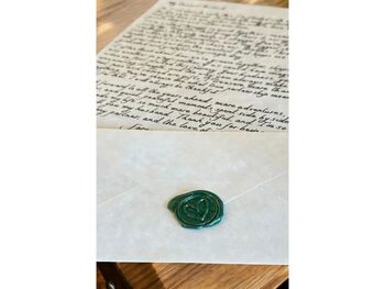 Handwritten A4 Parchment Letter With Green Wax Seal, 6 of 7