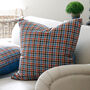 Large Multi Spot Blue And Orange Wool Cushion, thumbnail 4 of 5