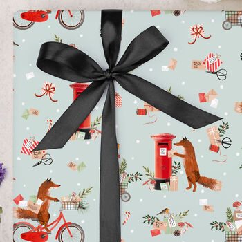 Three Sheets Of Christmas Postman Fox Wrapping Paper, 2 of 2