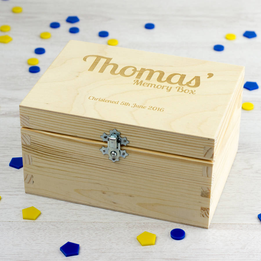 personalised christening wooden keepsake box by mirrorin