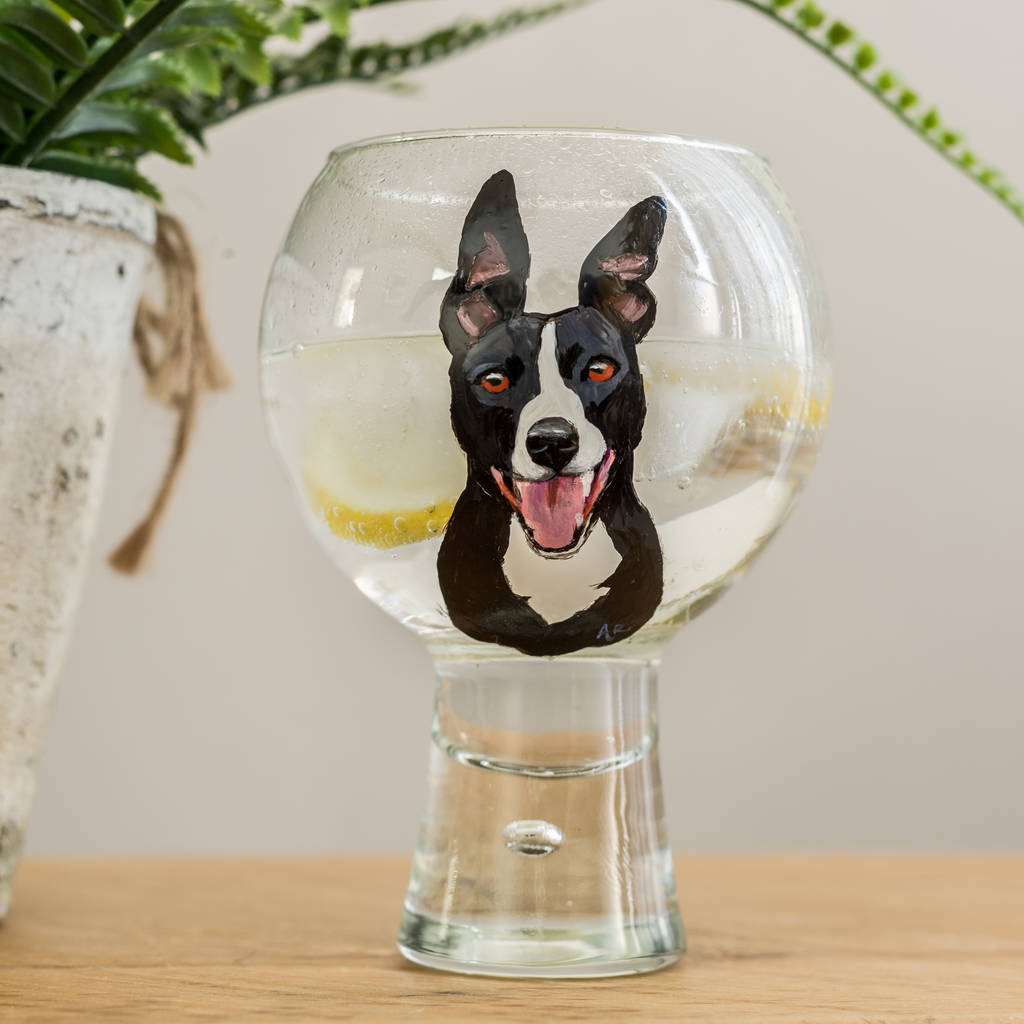 Hand Painted Pet Portrait Gin And Tonic Glass, 1 of 4