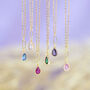 Gold Plated Teardrop Birthstone Pendant Necklace, thumbnail 2 of 12