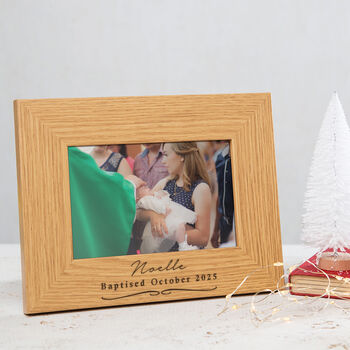 Personalised Engraved Baby Girl Christening Photo Frame, 4 of 9