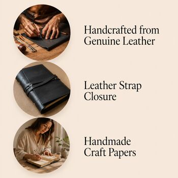 Handmade Vintage Leather Journal With Lock For Writing, 6 of 12