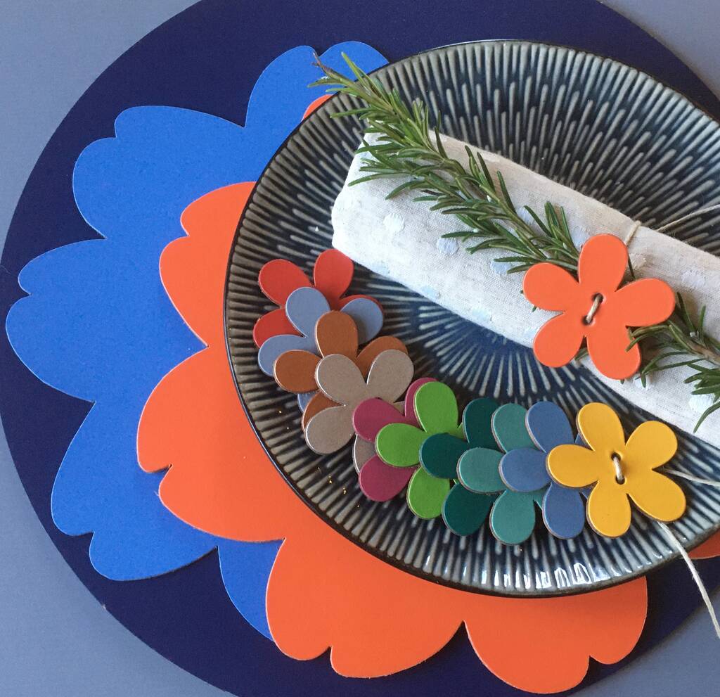 Flower Leather Placemat And Coaster By Artbox