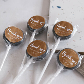 Kraft Style Thank You Gift Wedding Favour Lollipops, 3 of 5
