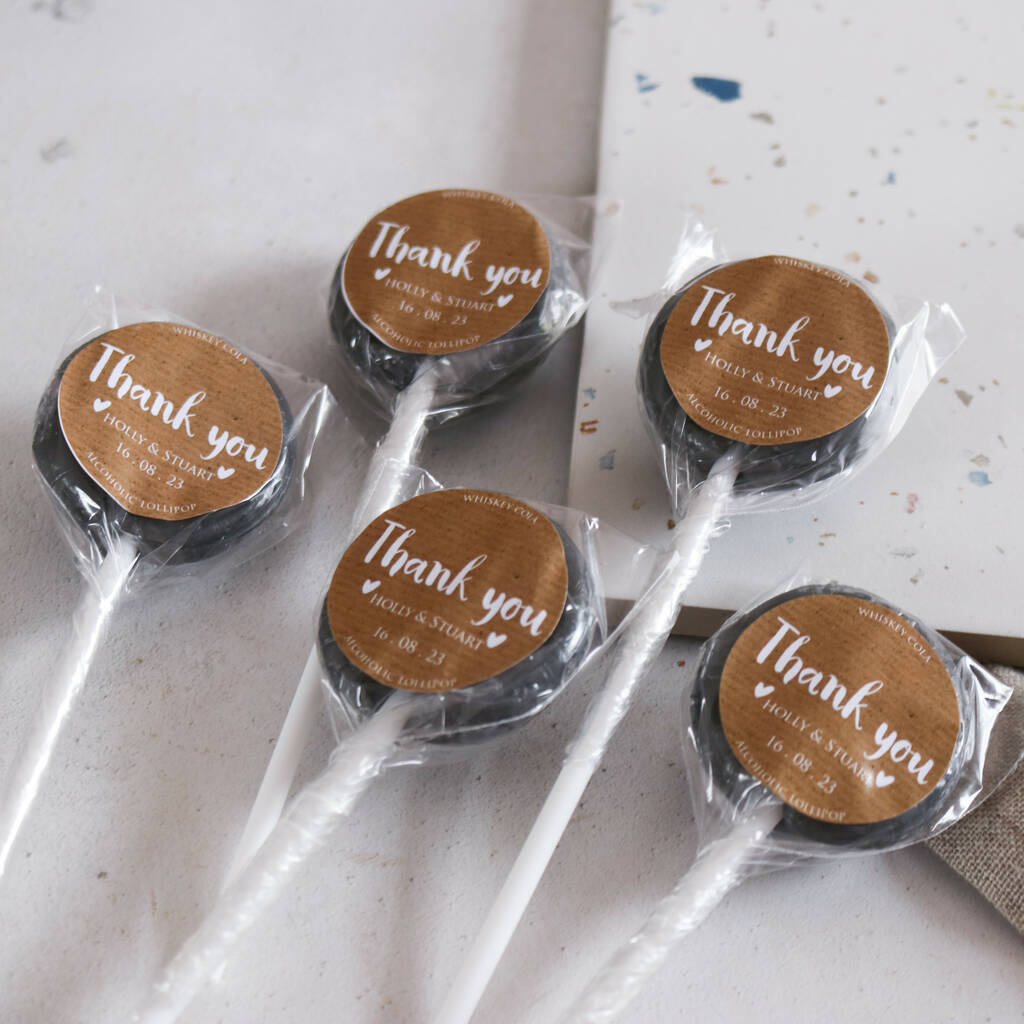 Kraft Style Thank You Gift Wedding Favour Lollipops By Holly's Lollies ...