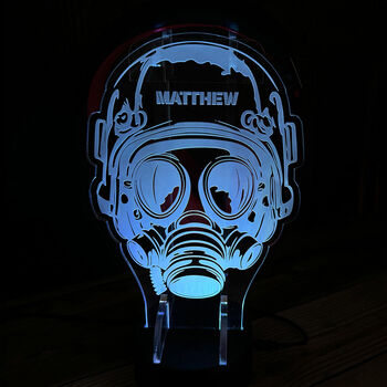 Personalised Soldier Neon Light Up Gaming Headphone Stand, 2 of 5