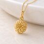 Personalised Gold Plated Sterling Silver October Marigold Birth Flower Pendant Necklace, thumbnail 1 of 9