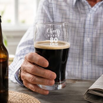 Personalised 80th Birthday Gift Pint Glass, 2 of 12
