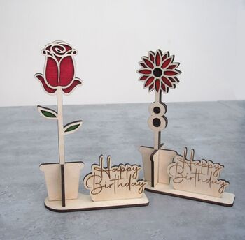 3D Personalised Wood Daisy In Pot Card, 2 of 6