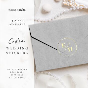 Custom Foil Stickers For Wedding Invitation Envelopes And Favours Elegant Minimalist, 2 of 12