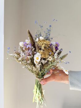 Dried Field Bouquet With Forget Me Not And Statice, 3 of 5