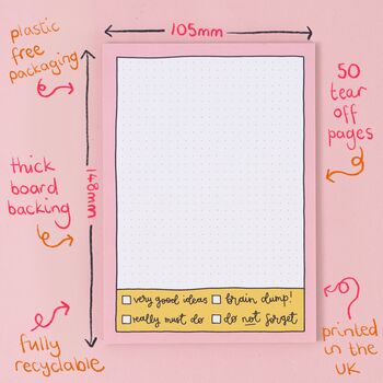 A6 Notepad Pink Grid Daily Planner, 4 of 4