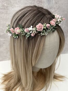 Baby Pink Flower Wedding Crown, 5 of 5