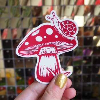 Fairy Tale Mushroom Toadstool Vinyl Sticker, 4 of 6