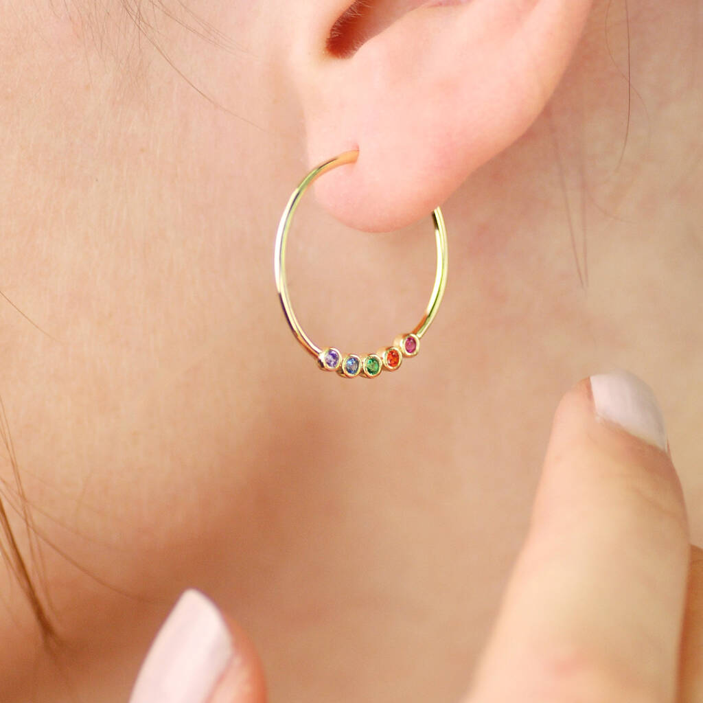 18ct Gold Rainbow Hoop Earrings By Penelopetom