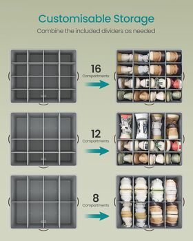 Shoe Organiser Box With Dividers And Cover, 3 of 6