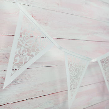 White Lace Effect Paper Bunting, 7 of 8