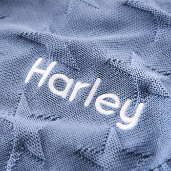 Personalised Wave Blue Jacquard Star Baby Blanket, 3 of 3