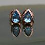 Blue Topaz December Birthstone Gold Plated Silver Studs, thumbnail 3 of 4