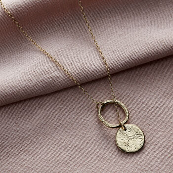 Personalised Molten Texture Disc And Hoop Necklace, 5 of 9