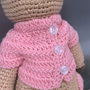 Hand Knitted Brown Lamb Bear With Personalised Ribbon, thumbnail 4 of 7