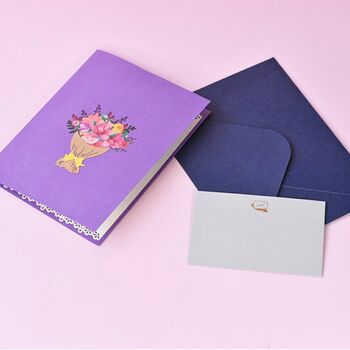 Pop Up 3D Purple Blank Card Bouquet, 2 of 4