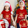 Reindeer Family Matching Red Christmas T Shirts, thumbnail 1 of 5