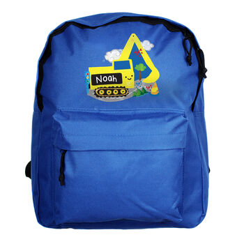 Personalised Digger Blue Backpack, 2 of 2