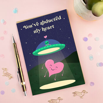 You've Abducted My Heart Funny Space Anniversary Card, 3 of 4